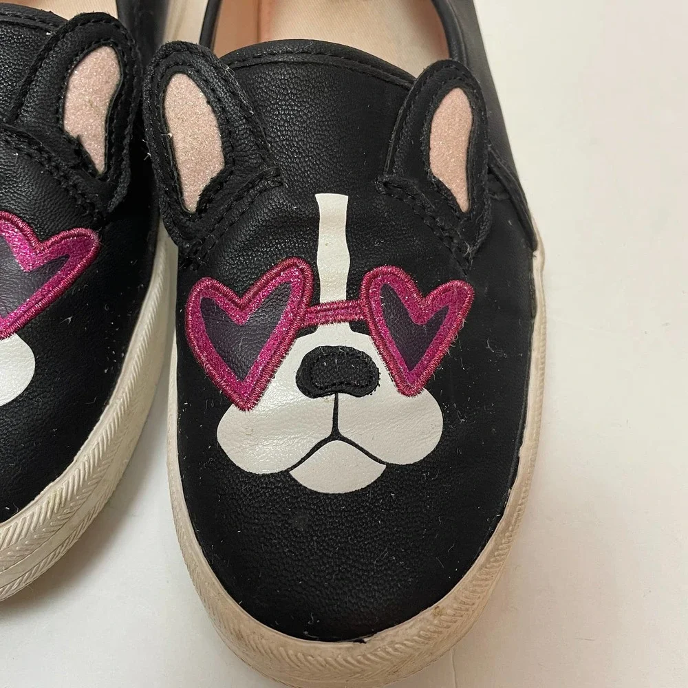 Keds for‎ Kate Spade Shoes Kids 3M Dog Heart Sunglasses Glitter Slip On Casual